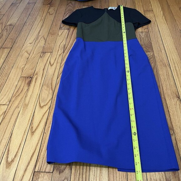 DIANE VON FURSTENBERG Colorblock Tailored Midi Dress In Electric Blue Multi 2 - Picture 8 of 9